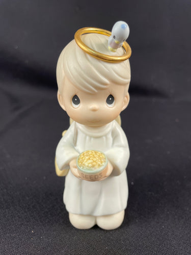 1997 Boy Angel With Bird Seed Precious Moments