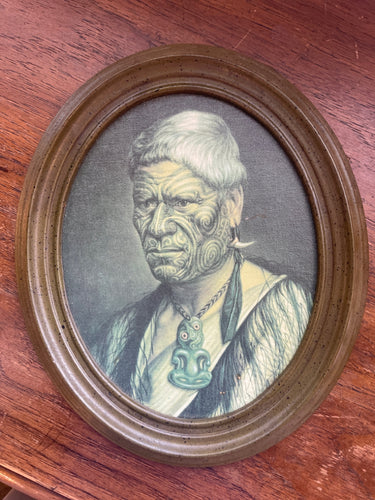 Oval Framed New Zealand Warrior Print