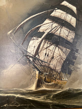 Renato Longanesi Original Oil Painting of Ship at Sea