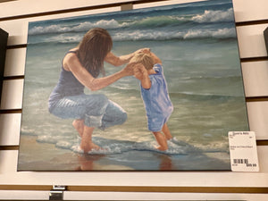 Mother and Child at Beach Print