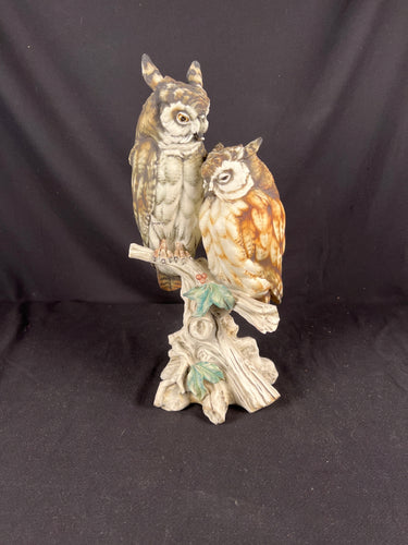 Italian Porcelain Owls Statue