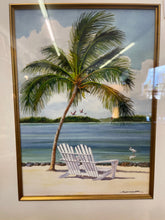 Klaus Schuler Original Watercolor Palm Tree w/ Chairs
