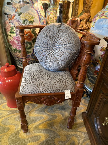 Hand Carved Chinese Corner Chair WIth Pillow