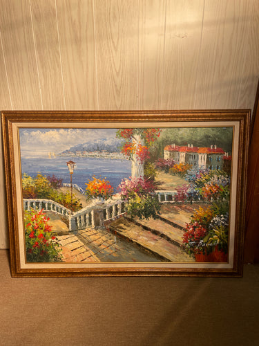Framed Landscape Overlooking Ocean Print
