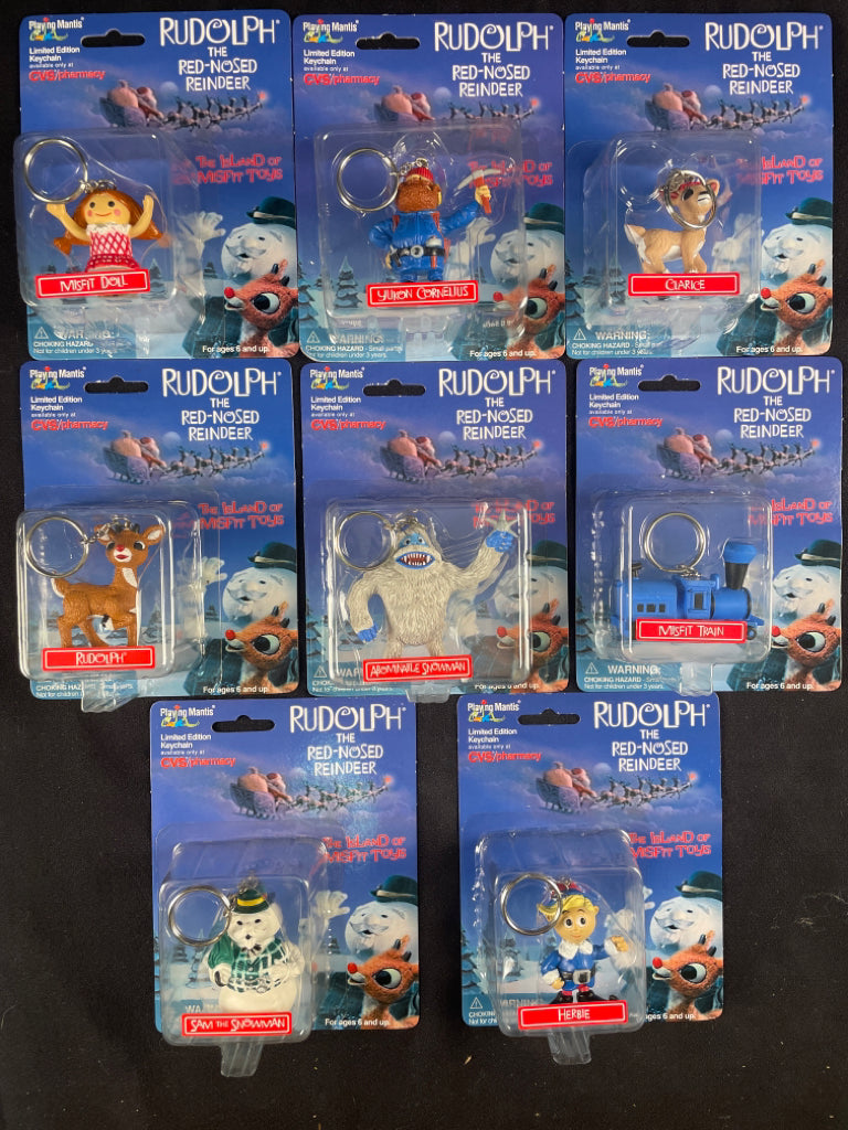 Set of 8 The Island Of Misfit Toys Keychains