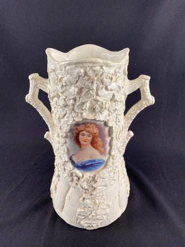 Antique Josef Strnact Tree Stump Vase With Portrait (Small)