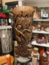 Vintage Hand Carved Wood Drum From Haiti