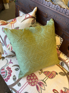 Green Quilted Down Filled Pillow
